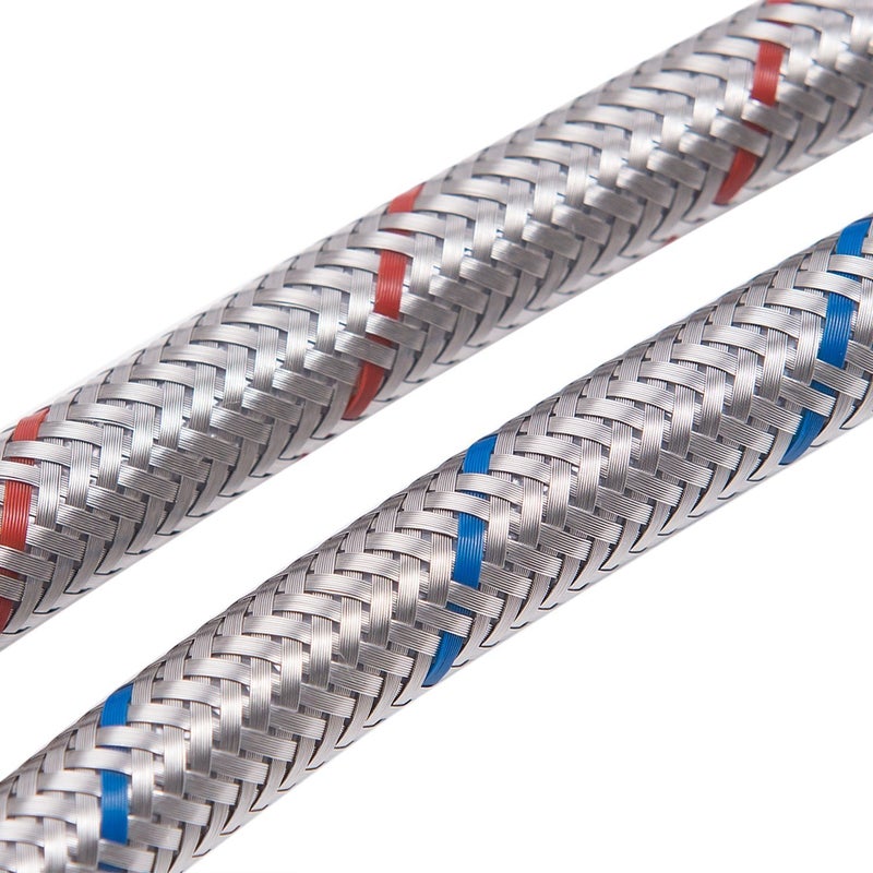 GGStudy 24-Inch Faucet Connector Braided Stainless Steel Supply Hose 3/8-Inch Female Compression Thread x M10 Male Connector One Pair - Image 3